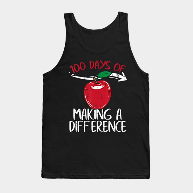 Days Of Difference Apple 100th Day School Teacher Tank Top by Daysy1